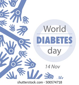 world diabetes day illustration, open arms in white  color backdrop