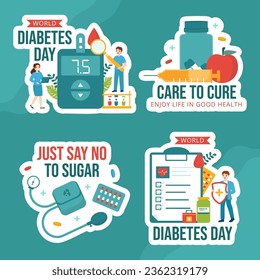 World Diabetes Day Label Flat Cartoon Hand Drawn Templates Background Illustration