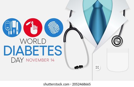 World Diabetes day is observed every year on November 14, it is the primary global awareness campaign focusing on diabetes. Vector illustration