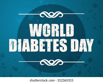 World Diabetes Day Ornament Blue Card, Vector Illustration.