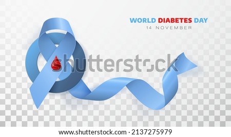 World diabetes day. Ribbon with a drop of blood in a circle symbol of diabetes day