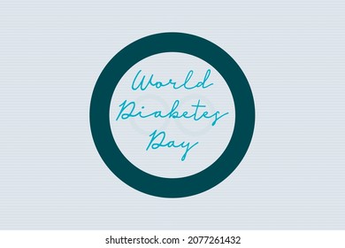 Tipografía del Día Mundial de la Diabetes en círculo sobre diseño de fondo blanco.  Concepto de conciencia de la salud 