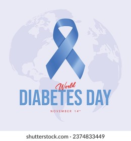 World diabetes day. Soft blue colored ribbon vector illustration. Suitable for templates, web, social media, greeting cards etc