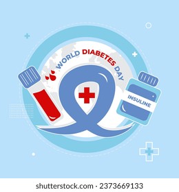 Día mundial de la diabetes vectorial celebración de los medios sociales afiche diseño de fondo de la plantilla