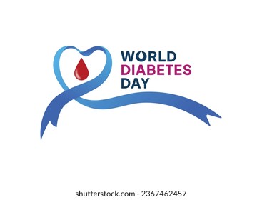 World diabetes day vector concept background illustration with heart shaped ribbon