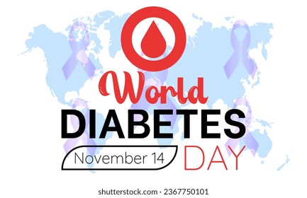 World Diabetes Day Vector Illustration with Glucose Monitor and Healthy Lifestyle. Vector template for background, banner, card, poster design.