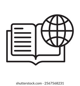 world dictionary book icon line vector design with trendy style