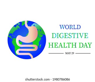 World Digestive Health Day . 29 may celebrated as World Digestive Health Day . Digestive system with earth concept . vector illustrator as a poster banner template  .