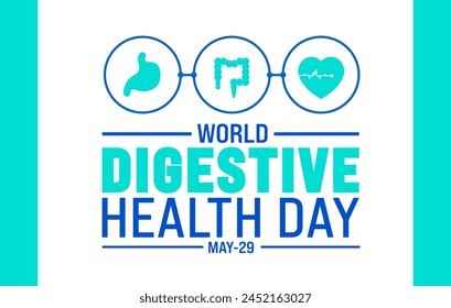 Hintergrund des World Digestive Health Day Vorlage. Festliche Musik-Konzept. Verwenden Sie, um Hintergrund-, Banner-, Plakat-, Karten- und Poster-Design-Vorlage mit Textinschrift und Standardfarbe zu verwenden. Vektorillustration.