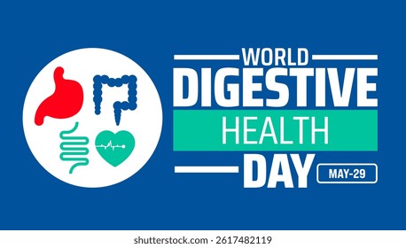 world digestive health day background banner or poster design template. observed every year in May. Holiday concept. Use to any Template, card, poster, placard, template.