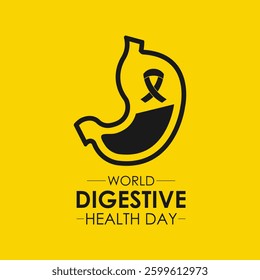 World Digestive Health Day Banner and web design. Digestive Wellness Starts Here Support Stomach Health Awareness month is May. Banner poster, flyer and background design template.