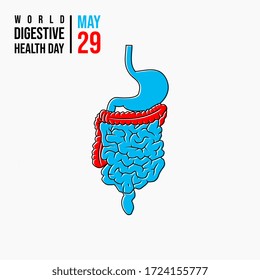 World Digestive Health Day. Celebrate On 29 May. Digestion System Design. Vector Illustration.