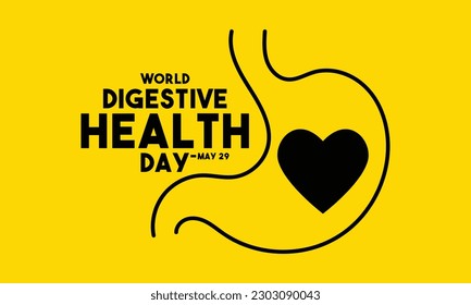 World Digestive Health Day design vector. May 29. Yellow background. Eps 10.