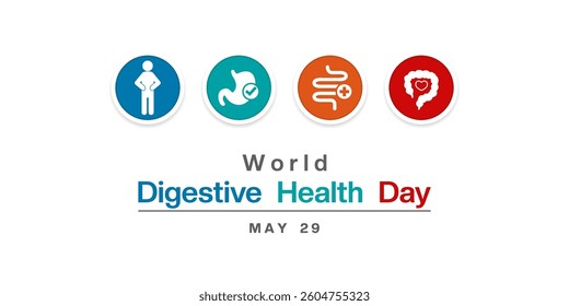 World Digestive Health Day. People, stomach and more. Great for posters, banners, social media and more. White background.