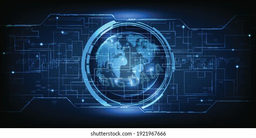 World digital communication hi tech grid line circuit modern tech blue background banner and wallpaper.Vector illustrations.