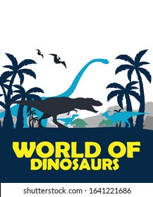 World of dinosaurs with palm tree - t shirt design vector.