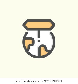  world direction icon, isolated navigations colored outline icon in light blue background, perfect for website, blog, logo, graphic design, social media, UI, mobile app