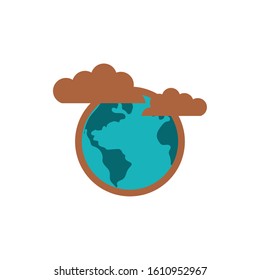 World and dirty clouds design, Climate change global warning environment nature pollution green and extreme danger theme Vector illustration