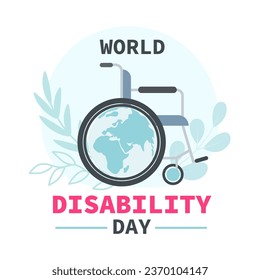 World Disability. Concept of supporting people with disabilities. Wheelchair and globe. Modern vector illustration.