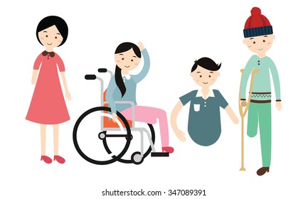 world disability day disabled people vector flat illustration