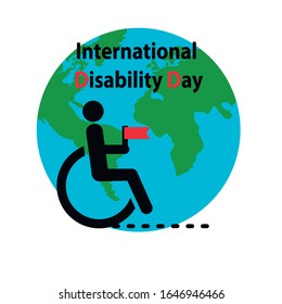 Día Mundial de la Discapacidad. 
ilustración de icono de silla de ruedas aislada en un fondo blanco