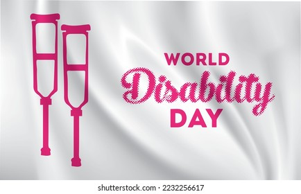 World Disability Day hand drawn with with crutches background. December 3 world disability day template in flat design vector illustration.International Day of Persons with Disabled people on Dec 3rd.