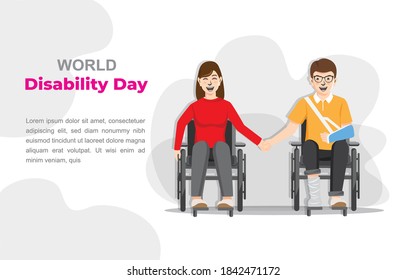 Día mundial de la discapacidad, personas discapacitadas. Ilustración del vector 