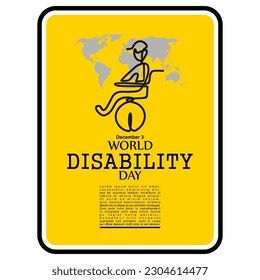 World Disability day, poster and banner, One line drawing illustration.