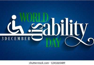 World Disability Day Typography.  Design vector illustration on blue background.