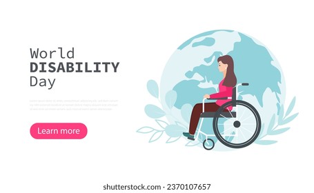 World Disability Day web banner. Concept of supporting people with disabilities. Modern vector illustration.