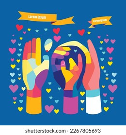 world discrimination day,hands holding discrimination pearson,so there is no discrimination,uiux,illustration,colorful,modern flat illustration,abstract