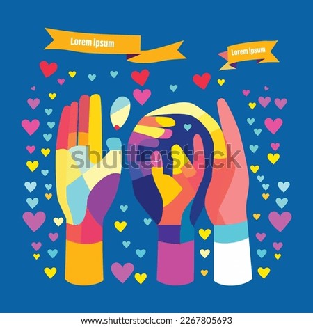 world discrimination day,hands holding discrimination pearson,so there is no discrimination,uiux,illustration,colorful,modern flat illustration,abstract