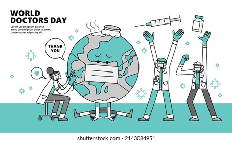 World Doctor Day Coronavirus Concept Hand Drawn Character Illustration