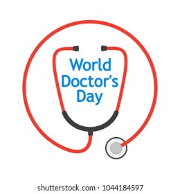 World Doctor's Day, Logo With Stethoscope In A Flat Design. Vector Illustration.