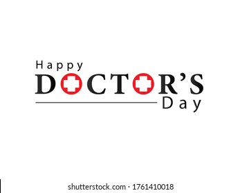 World Doctor's Day.lettering of happy doctor's day with symbol of cross on white background. - Vector