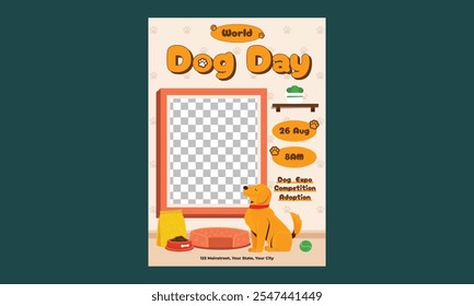 Volante del Día Mundial del Perro. Ilustración vectorial.