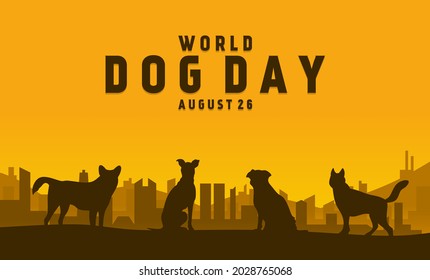 World dog day theme silhouette flat design. Vector illustration. Suitable for Poster, Banners, campaign and greeting card. 