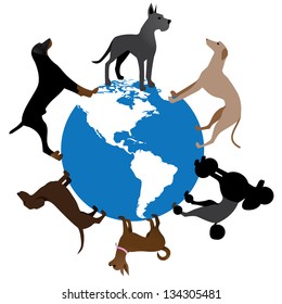 World of Dogs color. Some elements in this illustration supplied by NASA. EPS 8 vector, grouped for easy editing. No open shapes or paths.