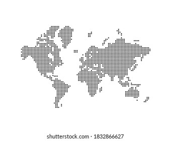 Welt, gepunktete Karte auf weißem Hintergrund. Vektorgrafik.