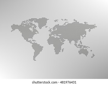 World dotted map. Vector background.