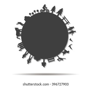 world double shadow icon vector