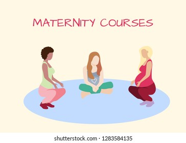 World Doula Week banner in a modern cartoon style. Pregnant woman poster template. Vector illustration
