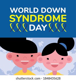 afiche de la campaña del Día Mundial del Síndrome del Síndrome del Síndrome del Síndrome con niños de diseño de ilustraciones vectoriales