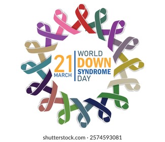 World down syndrome day, 21 March. design on white background. banner, poster, card, postcard, placard background design.