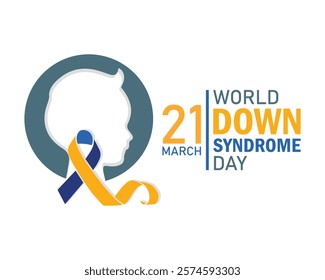 World down syndrome day, 21 March. design on white background. banner, poster, card, postcard, placard background design.