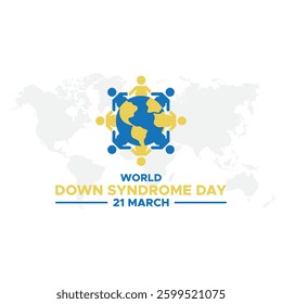 World Down Syndrome Day. 21 march World Down Syndrome day. World Down Syndrome Day. March 21. Yellow and blue palm sign. White background. Eps 10.