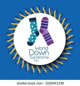 world down syndrome day banner ribbon frame circle socks decoration