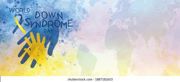 World down syndrome day banner design of watercolor vector illustration