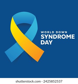 Día Mundial del Síndrome de Down Cinta azul y amarilla. tarjetas, banners, afiches, redes sociales y más. No.