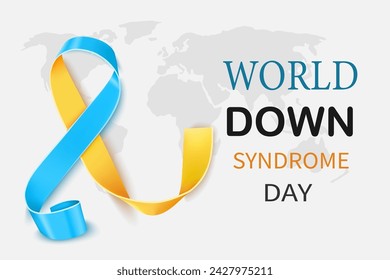 World Down Syndrome Day. Blue and yellow ribbon, postcards, banners, posters, social networks and much more.